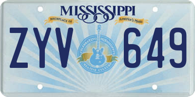 MS license plate ZYV649