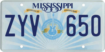 MS license plate ZYV650