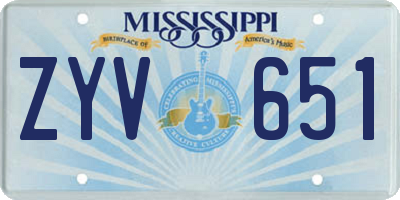 MS license plate ZYV651
