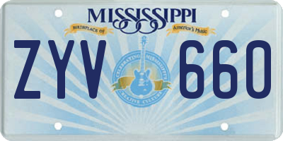 MS license plate ZYV660