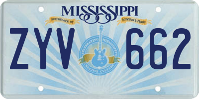 MS license plate ZYV662