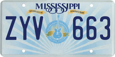MS license plate ZYV663