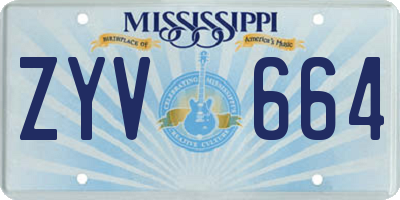 MS license plate ZYV664