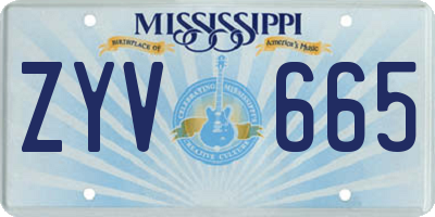 MS license plate ZYV665