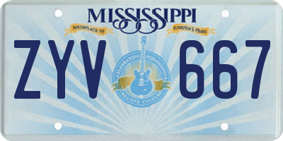 MS license plate ZYV667