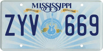 MS license plate ZYV669