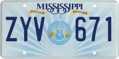 MS license plate ZYV671