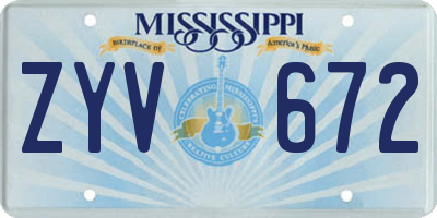 MS license plate ZYV672