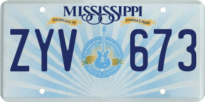 MS license plate ZYV673