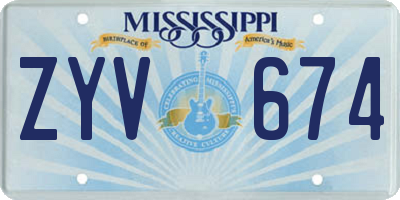 MS license plate ZYV674