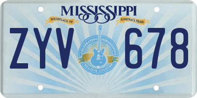 MS license plate ZYV678