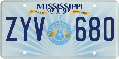 MS license plate ZYV680