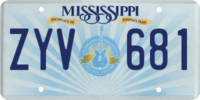 MS license plate ZYV681