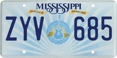 MS license plate ZYV685
