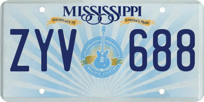 MS license plate ZYV688