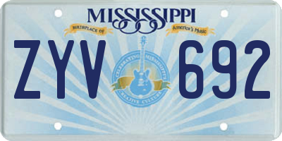 MS license plate ZYV692