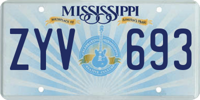 MS license plate ZYV693