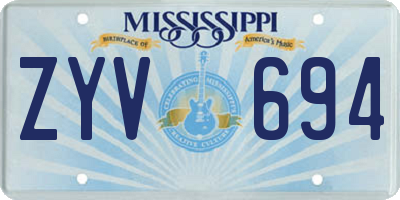 MS license plate ZYV694