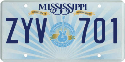 MS license plate ZYV701