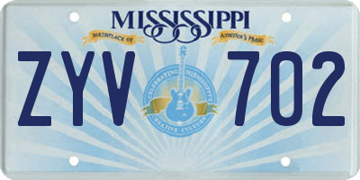 MS license plate ZYV702