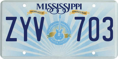 MS license plate ZYV703
