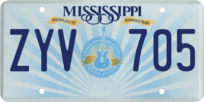 MS license plate ZYV705