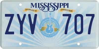 MS license plate ZYV707