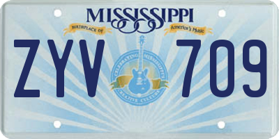 MS license plate ZYV709