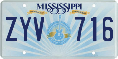 MS license plate ZYV716