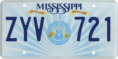 MS license plate ZYV721