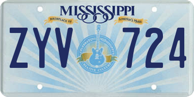 MS license plate ZYV724