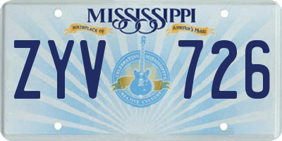 MS license plate ZYV726