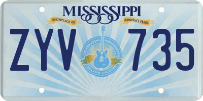 MS license plate ZYV735