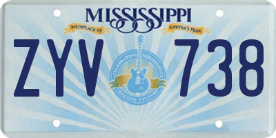 MS license plate ZYV738
