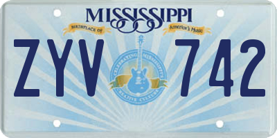 MS license plate ZYV742