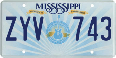 MS license plate ZYV743
