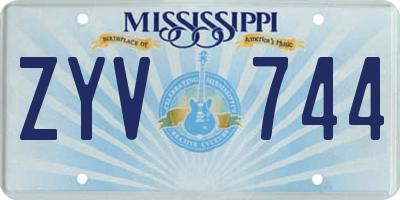 MS license plate ZYV744