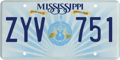 MS license plate ZYV751