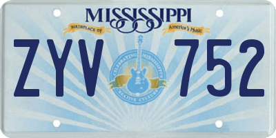 MS license plate ZYV752