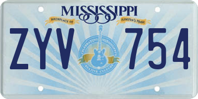 MS license plate ZYV754