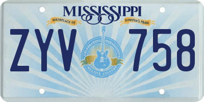 MS license plate ZYV758