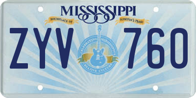 MS license plate ZYV760