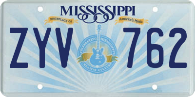 MS license plate ZYV762