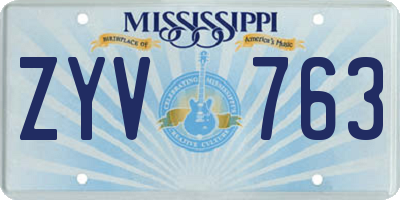 MS license plate ZYV763