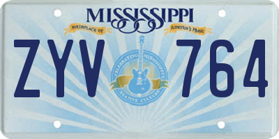MS license plate ZYV764