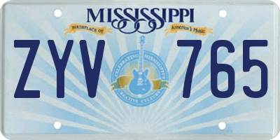 MS license plate ZYV765