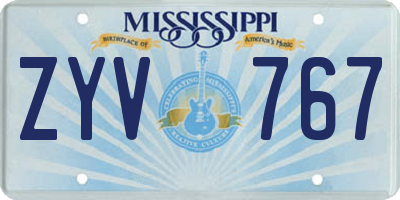 MS license plate ZYV767