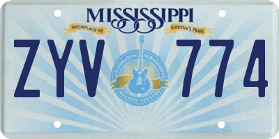 MS license plate ZYV774