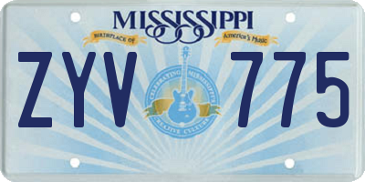 MS license plate ZYV775