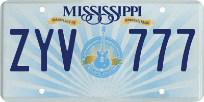 MS license plate ZYV777
